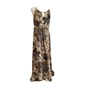 Cottagecore Sheri Martin Maxi Dress Sz 12‎  Brown Floral TradWife Mobwife